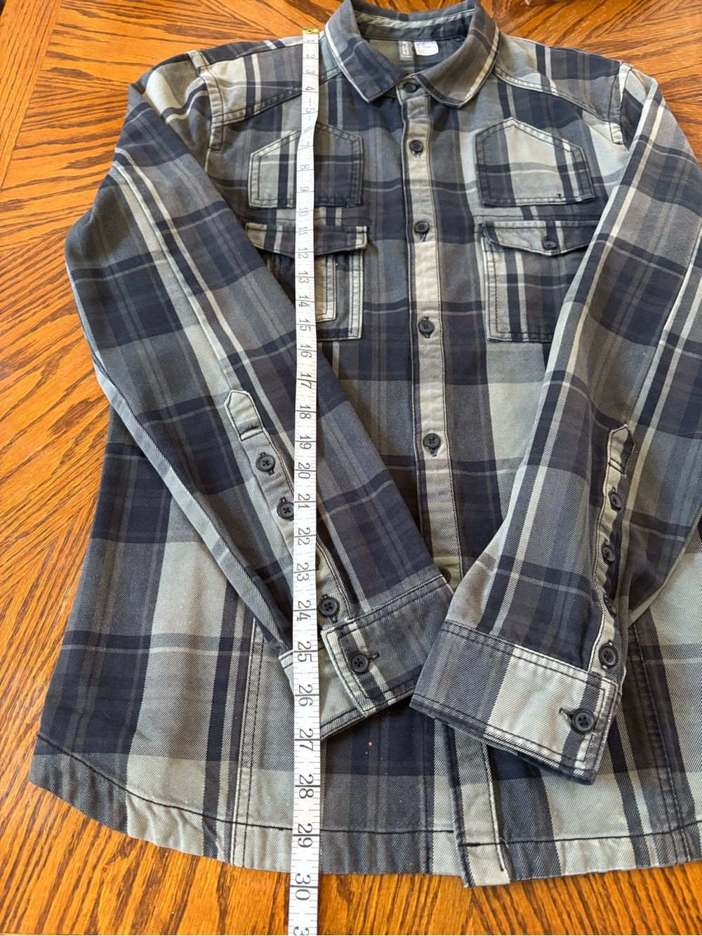 H&M DIVIDED Olive Plaid Western Utility Streetwear 100% Cotton Button-down Shirt - Picture 12 of 16